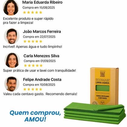 Imagem de Conjunto 3x Pano Mágico Ákora Ecomais Limpa Vidros Sem Fiapos