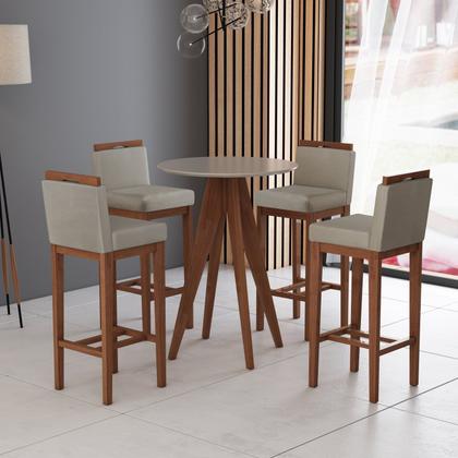 Imagem de Conjunto 4 Banquetas Alta em Madeira Maciça Libéria