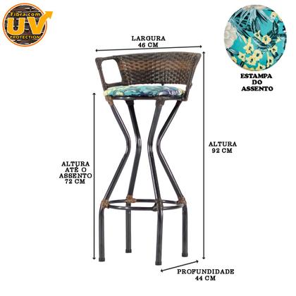 Imagem de Conjunto 4 Banquetas com Assento Estofado Charme em Ferro