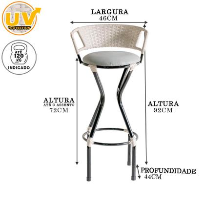 Imagem de Conjunto 4 Banquetas com Assento Estofado Charme em Ferro