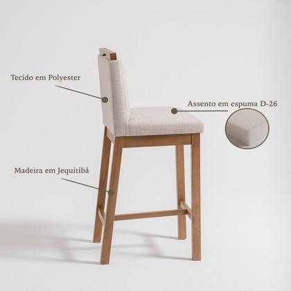 Imagem de Conjunto 4 Banquetas Madeira Maciça Dani Cinza/Nogueira