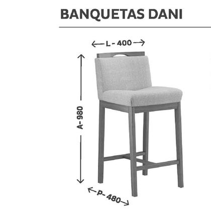 Imagem de Conjunto 4 Banquetas Madeira Maciça Dani Cinza/Nogueira