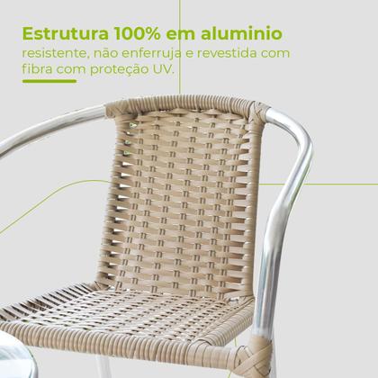 Imagem de Conjunto 4 Cadeiras Alumínio/Marrom Leve Resistente Varanda Externa Jardim Top Luxo