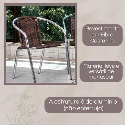 Imagem de Conjunto 4 Cadeiras Alumínio/Marrom Leve Resistente Varanda Externa Jardim Top Luxo