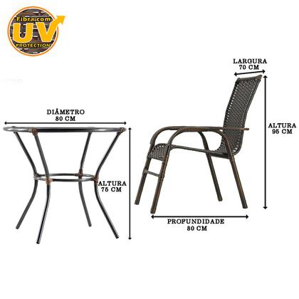 Imagem de Conjunto 4 Cadeiras Bela com Mesa Alta de Centro para Área Externa e Interna - Cor Pedra Ferro