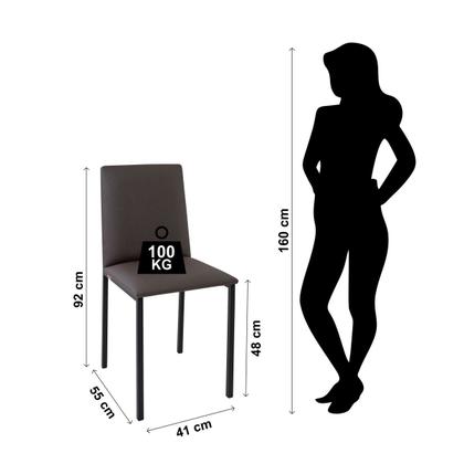 Imagem de Conjunto 4 cadeiras cozinha jantar ciplafe dubai tubo preto fosco assento estofado