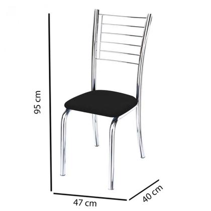 Imagem de Conjunto 4 Cadeiras cromadas para cozinha super resistente Kiara-Super Resistente-Assento Preto