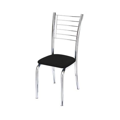 Imagem de Conjunto 4 Cadeiras cromadas para cozinha super resistente Kiara-Super Resistente-Assento Preto