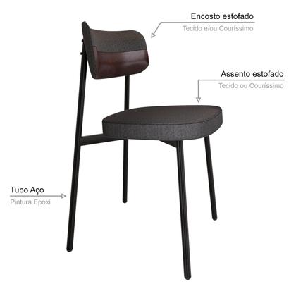 Imagem de Conjunto 4 Cadeiras de Jantar Alloa Tecido Mesclado Est.Preta