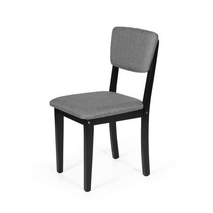 Imagem de Conjunto 4 Cadeiras de Jantar Estofada em Madeira Maciça Ella Preto/Cinza Escuro