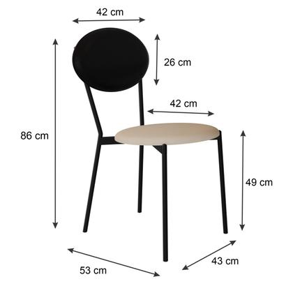 Imagem de Conjunto 4 Cadeiras de Jantar Vintage Elipse Tecido Mesclado Est.Preta