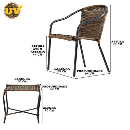 Imagem de Conjunto 4 Cadeiras e Mesa Baixa de Centro Biquini em Fibra com Proteção UV para Área Externa, Área Interna - Argila 