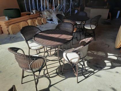 Imagem de Conjunto 4 Cadeiras e Mesa Fibra Junco Sintética Área Externa Interna Varanda Fibras