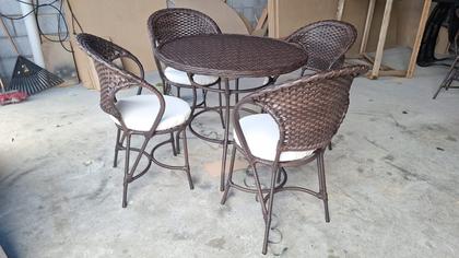Imagem de Conjunto 4 Cadeiras e Mesa Fibra Junco Sintética Área Externa Interna Varanda Fibras