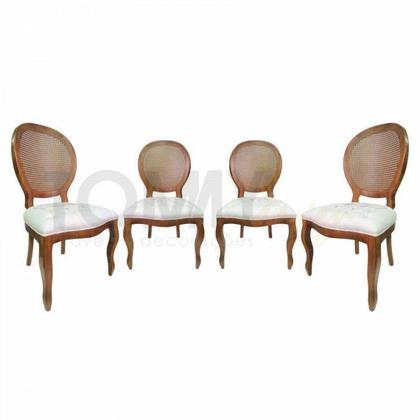 Imagem de Conjunto 4 Cadeiras Medalhão Lisa Sem Braço Assento Capitone- Tommy Design