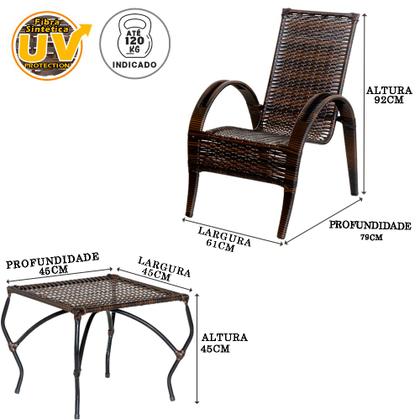 Imagem de Conjunto 4 Cadeiras Napoli com Mesa de Centro Artesanal Para Área, Edícula, Jardim, Varanda - Pedra Ferro
