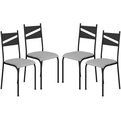 Imagem de Conjunto 4 Cadeiras para Cozinha e Sala de Jantar Preto/Cinza