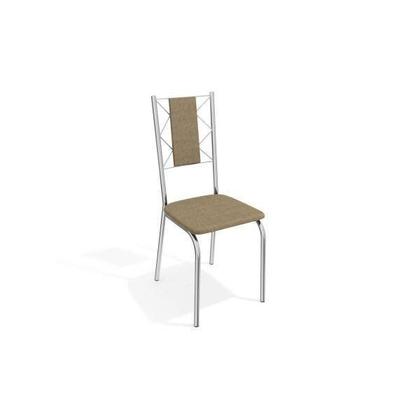 Imagem de Conjunto 4 Cadeiras para Sala de Jantar Lisboa Metal Marrom/Cromado/Capuccino