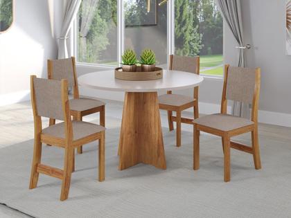 Imagem de Conjunto 4 Cadeiras Sol Estofado em Linho Sala de Jantar - Vieiro