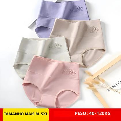Imagem de Conjunto 4 Calcinhas Algodão Plus Size Cintura Alta - Conforto e Modelagem