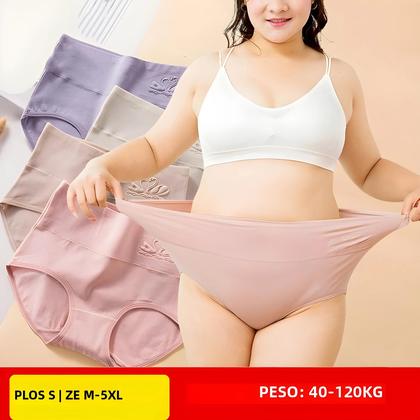 Imagem de Conjunto 4 Calcinhas Algodão Plus Size Cintura Alta - Conforto e Modelagem