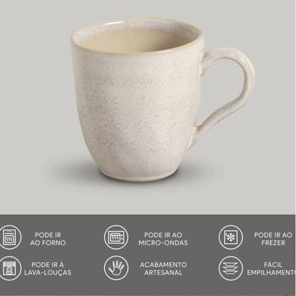 Imagem de Conjunto 4 Canecas 273ml Cerâmica Porto Brasil Xícaras Resistentes Off White