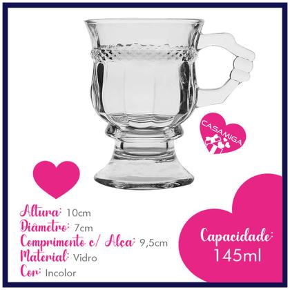 Imagem de Conjunto 4 Canecas Café Chá Líbano Vidro Class Home 145ml