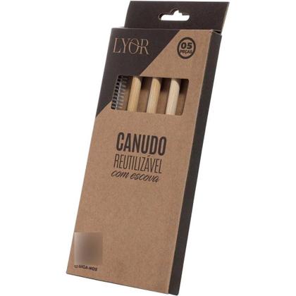 Imagem de Conjunto 4 Canudos de Bambu Reutilizaveis com Escova para Limpeza 20cm
