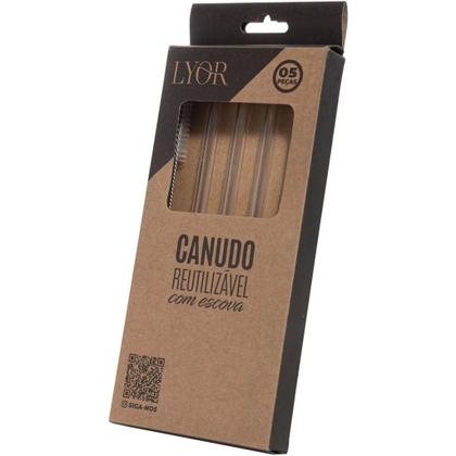 Imagem de Conjunto 4 Canudos de Vidro Lyor com Escova para Limpeza 20cm
