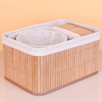 Imagem de Conjunto 4 Cestos de Bambu Organizadores c/ um Redondo Maxx