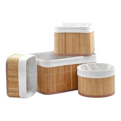 Imagem de Conjunto 4 Cestos de Bambu Organizadores c/ um Redondo Maxx
