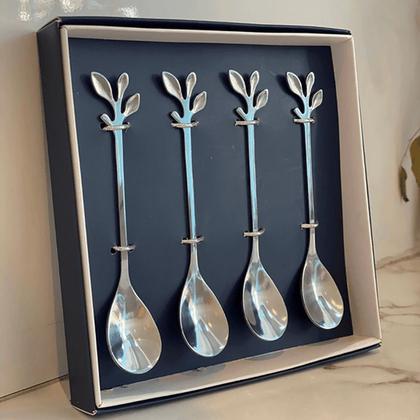 Imagem de Conjunto 4 Colheres de Chá de Aço Inox Leaves 28294 - Wolff