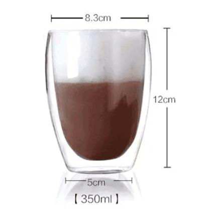 Imagem de Conjunto 4 Copos Duplo de Vidro Copo Parede Dupla 350 ml Café Expresso Cerveja Chopp Chá