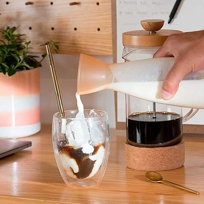 Imagem de Conjunto 4 Copos Duplo de Vidro Copo Parede Dupla 350 ml Café Expresso Cerveja Chopp Chá