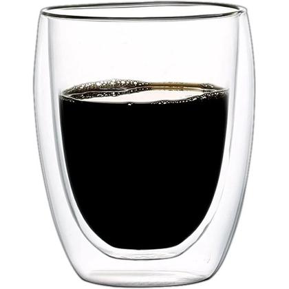 Imagem de Conjunto 4 Copos Duplo de Vidro Copo Parede Dupla 350 ml Café Expresso Cerveja Chopp Chá