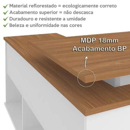 Imagem de Conjunto 4 Escrivaninhas Retrô em L para Escritório e Home Office com 2 Gavetas e 5 Nichos Gold