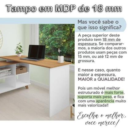 Imagem de Conjunto 4 Escrivaninhas Retrô em L para Escritório e Home Office com 2 Gavetas e 5 Nichos Gold