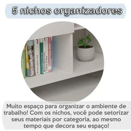 Imagem de Conjunto 4 Escrivaninhas Retrô em L para Escritório e Home Office com 2 Gavetas e 5 Nichos Gold