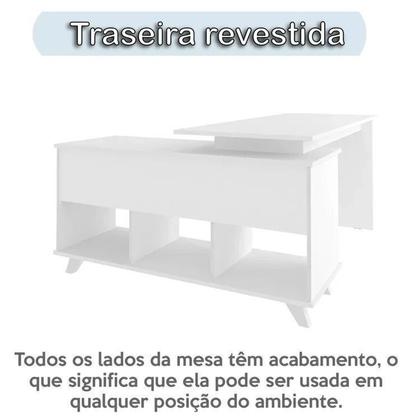 Imagem de Conjunto 4 Escrivaninhas Retrô em L para Escritório e Home Office com 2 Gavetas e 5 Nichos Gold