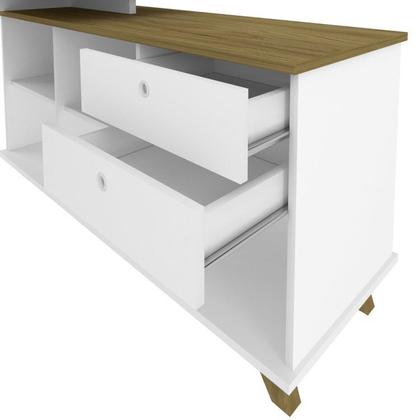 Imagem de Conjunto 4 Escrivaninhas Retrô em L para Escritório e Home Office com 2 Gavetas e 5 Nichos Gold