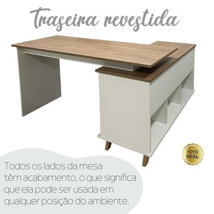 Imagem de Conjunto 4 Escrivaninhas Retrô em L para Escritório e Home Office com 2 Gavetas e 5 Nichos Gold