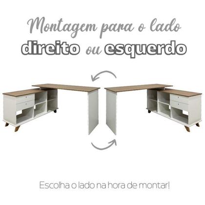 Imagem de Conjunto 4 Escrivaninhas Retrô em L para Escritório e Home Office com 2 Gavetas e 5 Nichos Gold