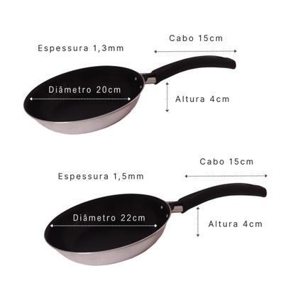 Imagem de Conjunto 4 Frigideiras Antiaderente Alumínio Polido 16-18-20-22 cm