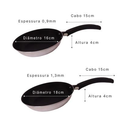 Imagem de Conjunto 4 Frigideiras Antiaderente Alumínio Polido 16-18-20-22 cm