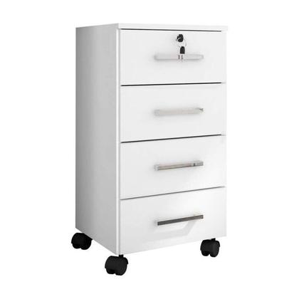 Imagem de Conjunto 4 Gaveteiros para Escritório 4 Gavetas com Rodízios e Chave Gávea