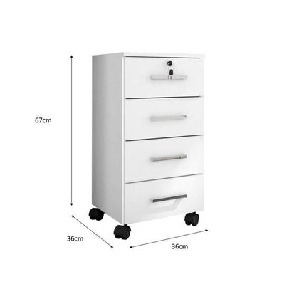 Imagem de Conjunto 4 Gaveteiros para Escritório 4 Gavetas com Rodízios e Chave Gávea