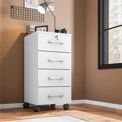 Imagem de Conjunto 4 Gaveteiros para Escritório 4 Gavetas com Rodízios e Chave Gávea