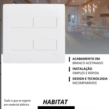 Imagem de Conjunto 4 Interruptor Simples com Suporte 4x4 Branco Fame