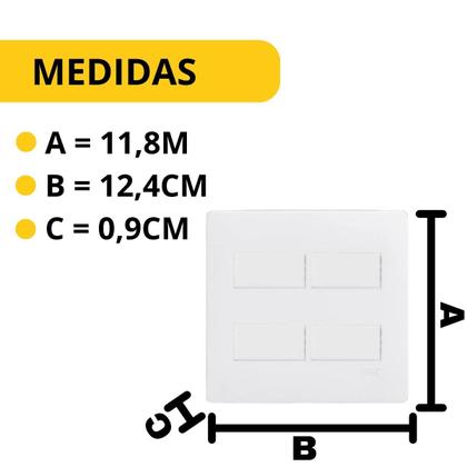 Imagem de Conjunto 4 Interruptor Simples com Suporte 4x4 Branco Fame