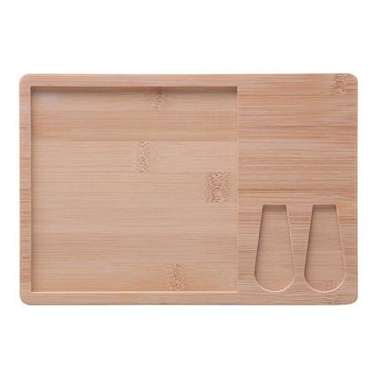 Imagem de Conjunto 4 pçs para Queijo com Bandeja em Bambu e Tábua Ladrilho 20818 - Wolff